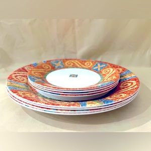 Set of 8 Corelle Water Color 4 Dinner plates and 4 Salad Plates Excellent USA.